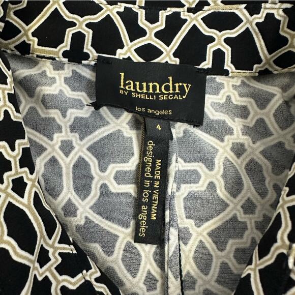 Laundry by Shelli Segal Black and White Geometric Patterned Dress - Size 4 - Picture 4 of 13